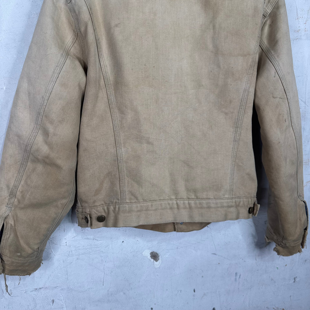 Vintage Carhartt Beige Distressed Trucker Jacket