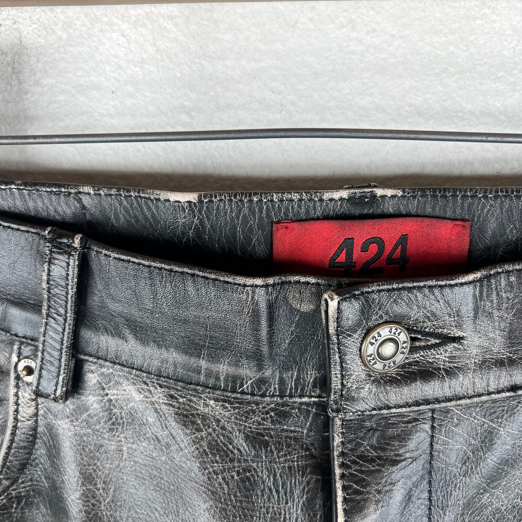 424 Five Pocket Leather Jeans