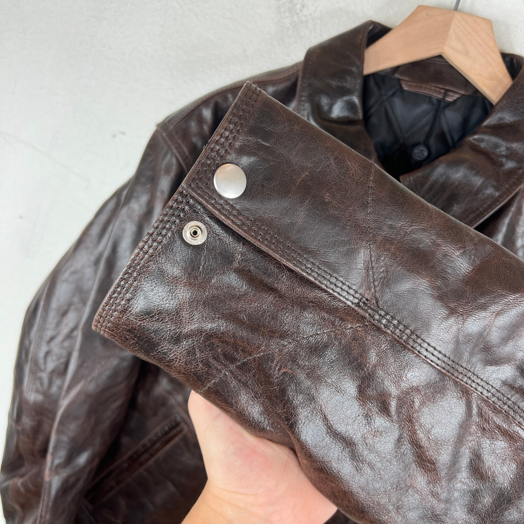 Stussy Brown Goat Leather Garage Jacket