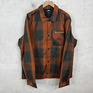 Stussy Insulated Orange Plaid Coaches Jacket