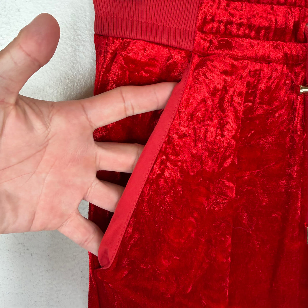 Balmain Red Velour Track Pants