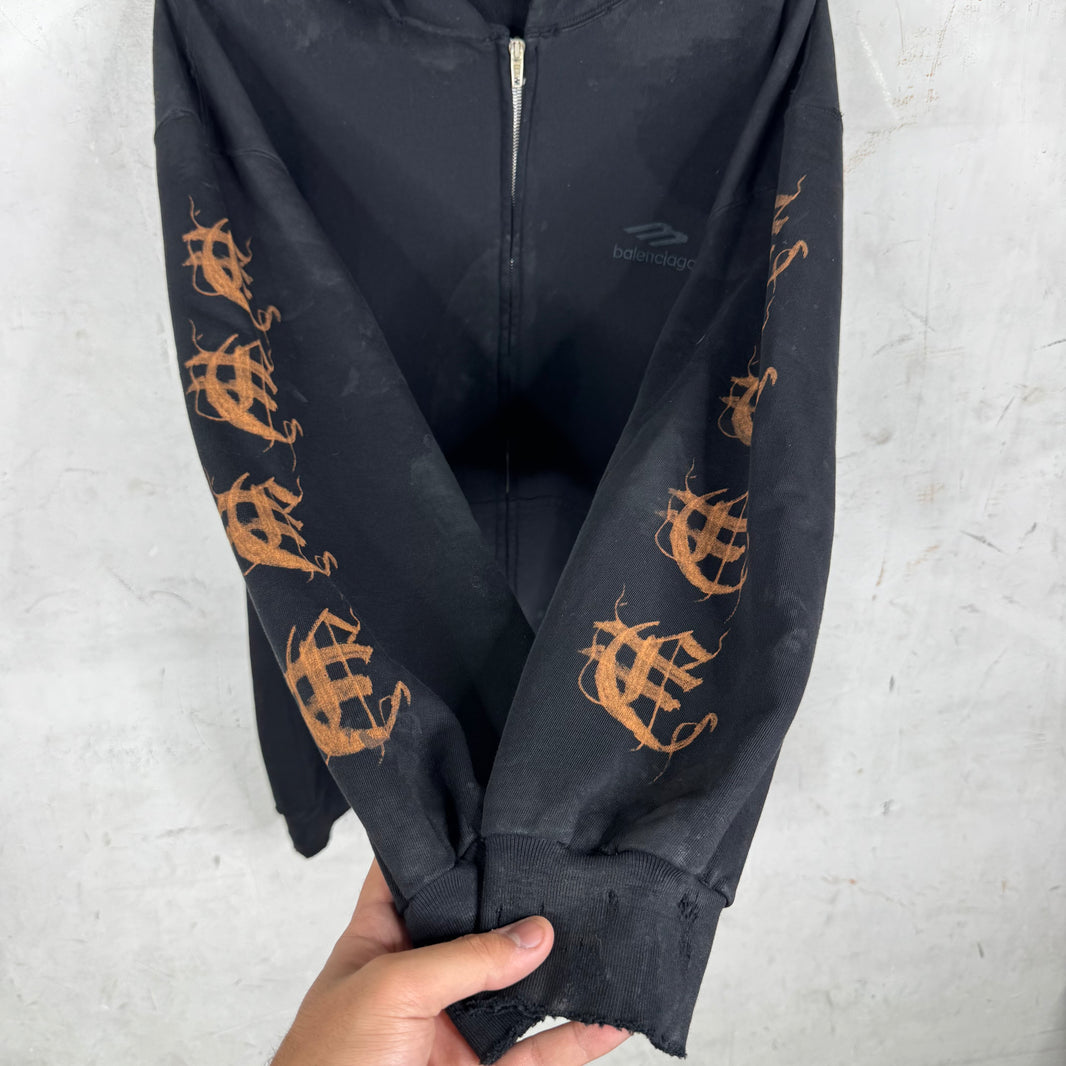 Balenciaga Heavy Metal Distressed Zip Hoodie