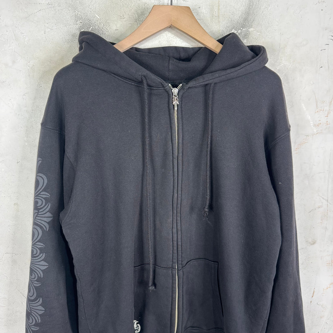 Chrome Hearts Floral Red Scroll Thermal Zip Hoodie