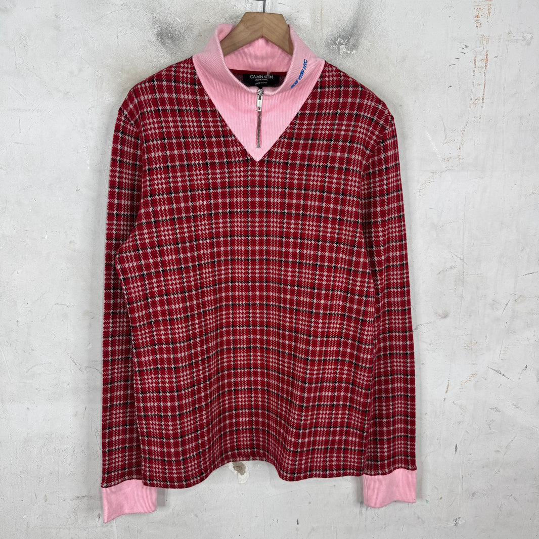 Calvin Klein 205W39NYC 1/4 Zip Plaid Sweater