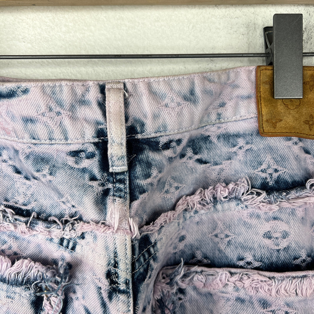 Louis Vuitton Purple Flayed Monogram Flared Carpenter Jeans