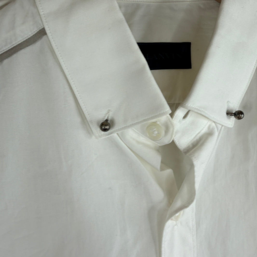 Lanvin White Silver Ball Detail Button Up Shirt