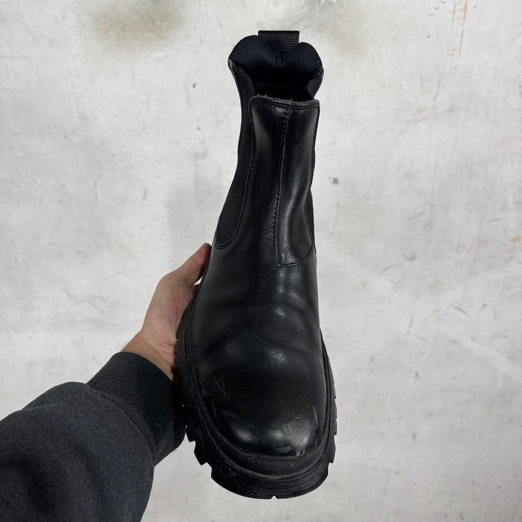 Prada Black Leather Slip Brixxen Boots