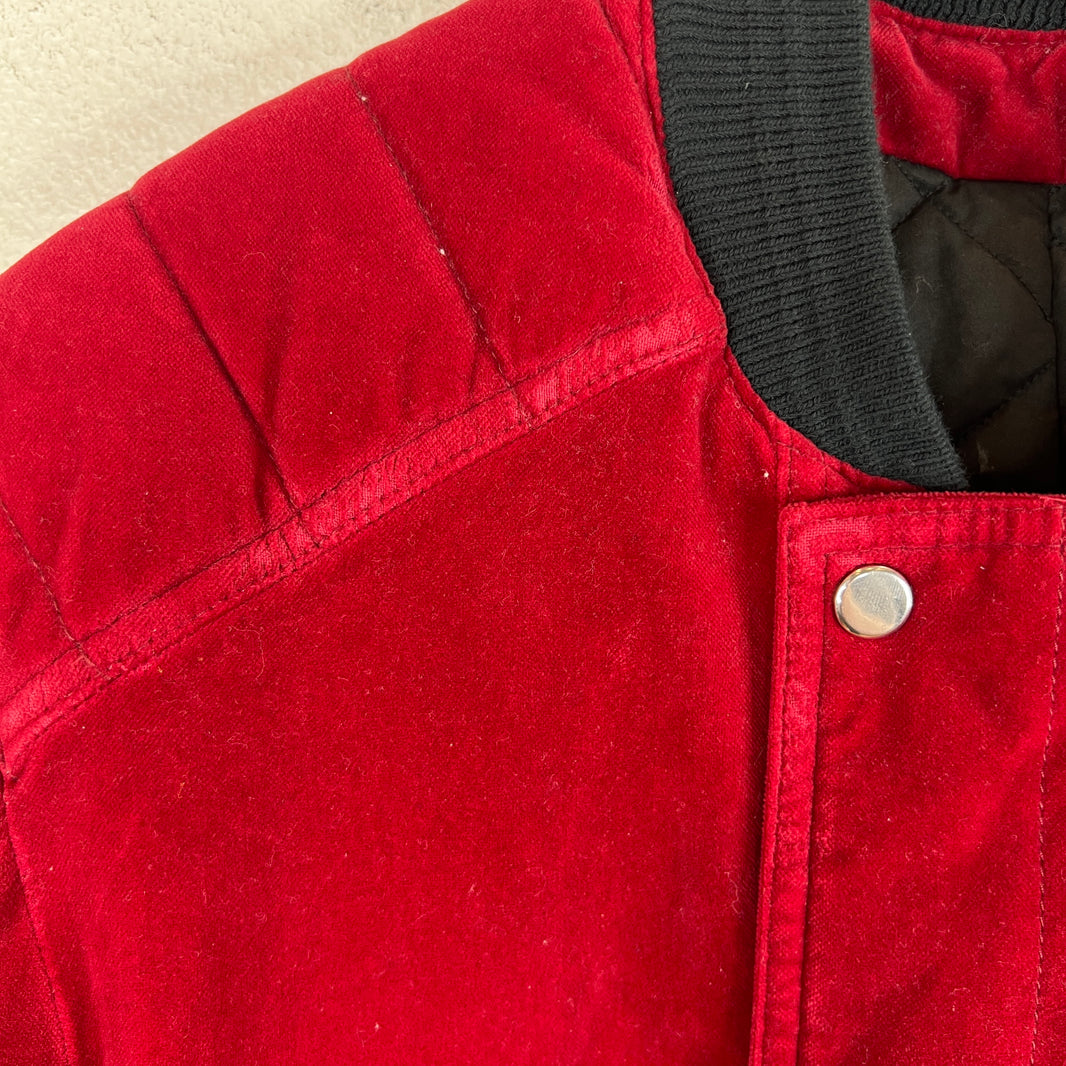 Balmain Red Velvet Crest Jacket