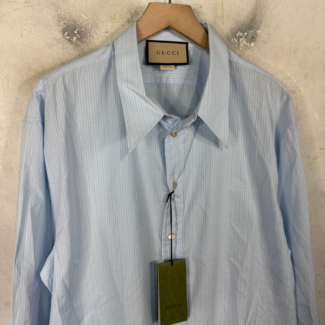 Gucci Blue Striped Buttoned Shirt