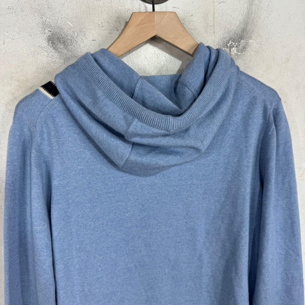 Thom Browne Blue Wool Striped Zip Hoodie