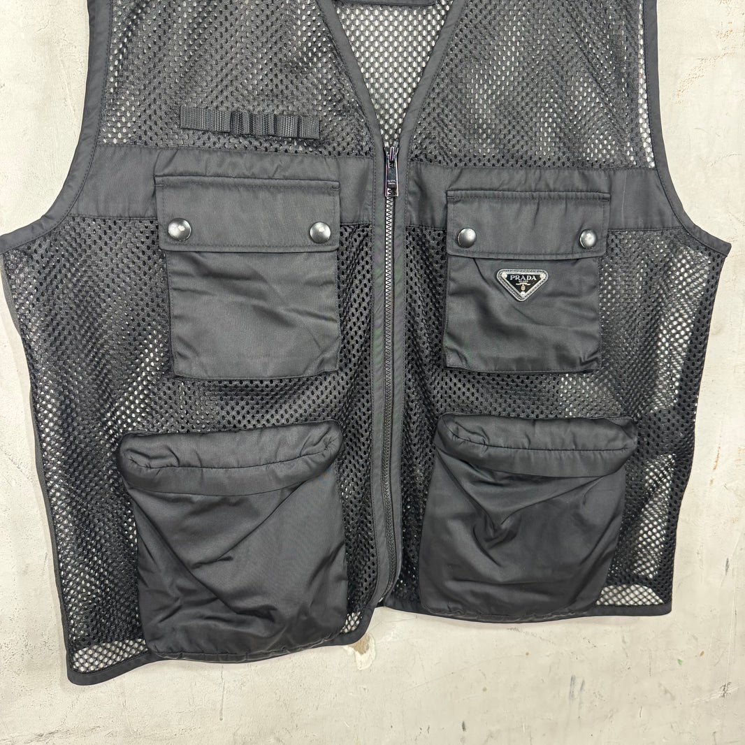 Prada Mesh Plaqued Utility Vest