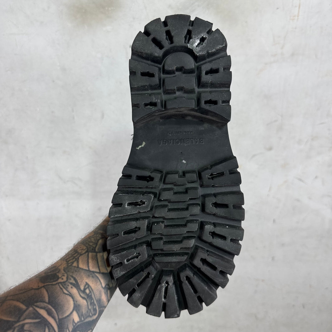 Balenciaga Black Leather Stomper Boots