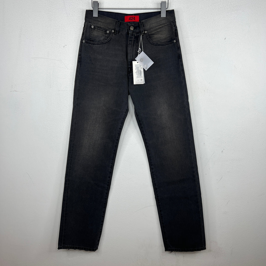 424 Black Straight Leg Denim Jeans
