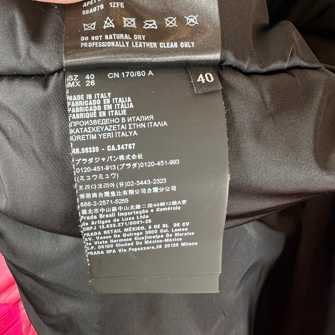 Prada Pink Oversized Nappa Leather Bomber Jacket