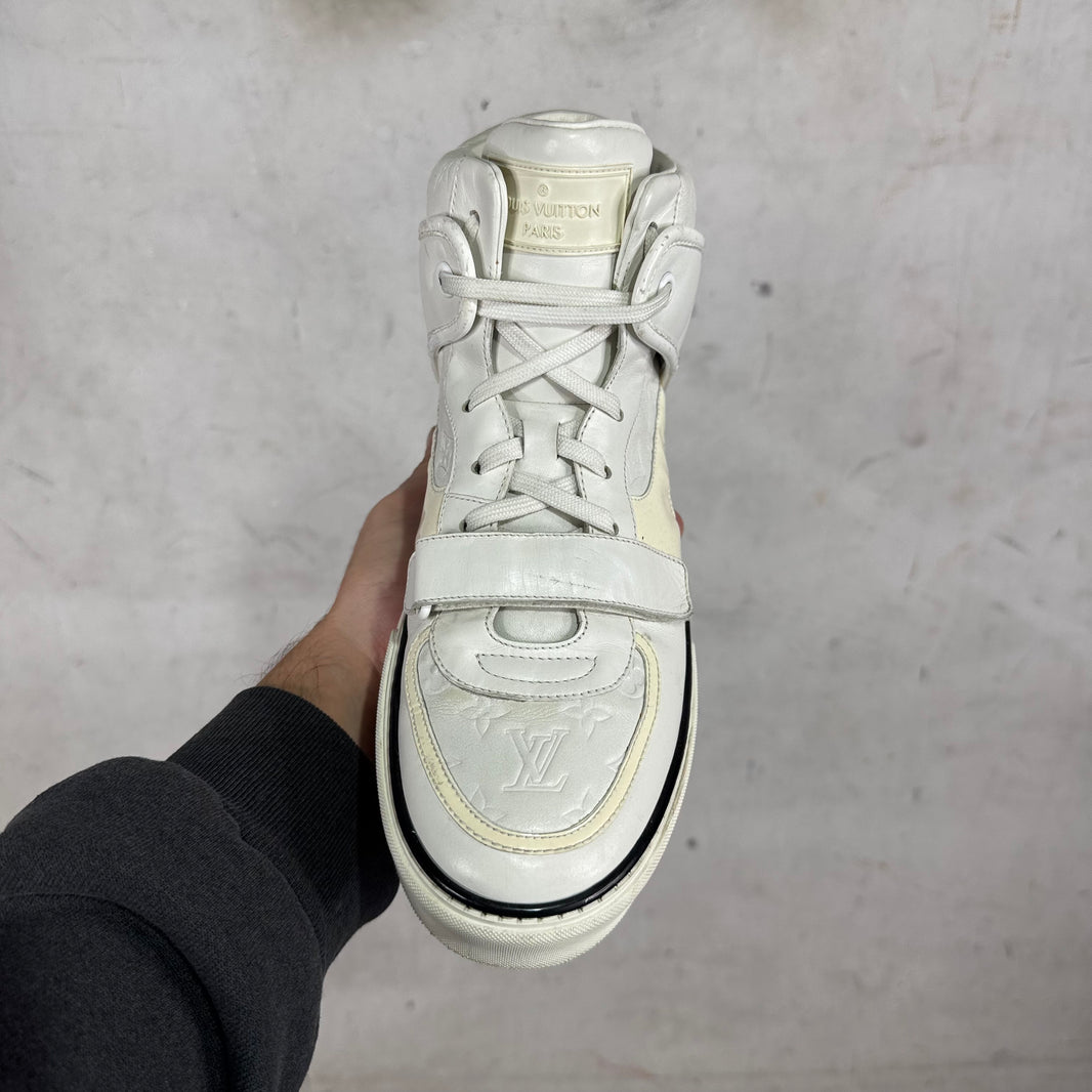 Louis Vuitton White Straped Monogram Patent Sneakers