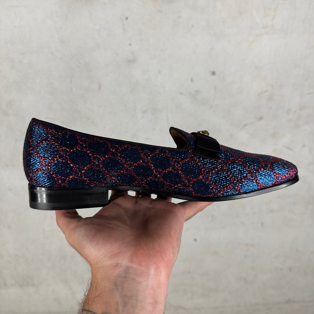 Gucci Glitter Monogram Loafers