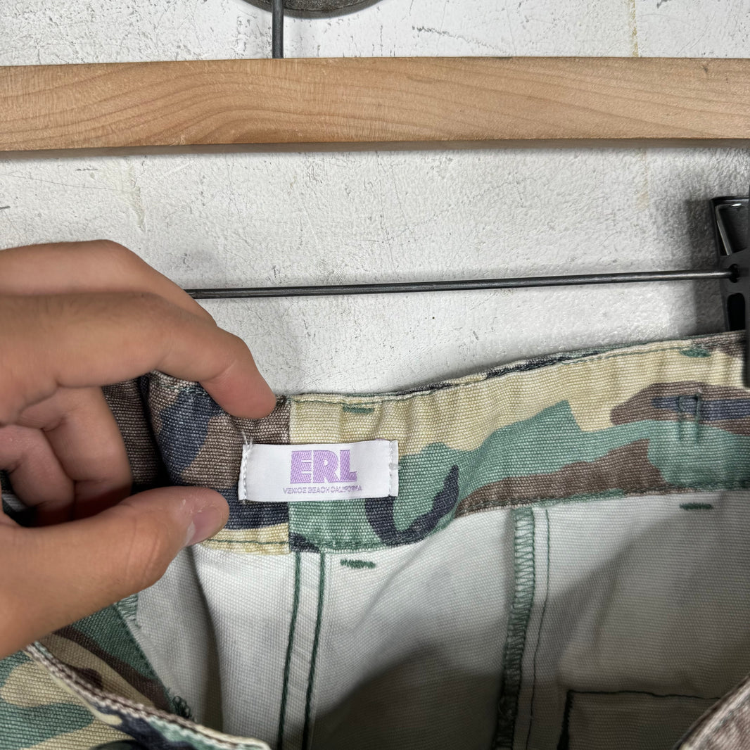 ERL Distressed Camo Cargo Pants