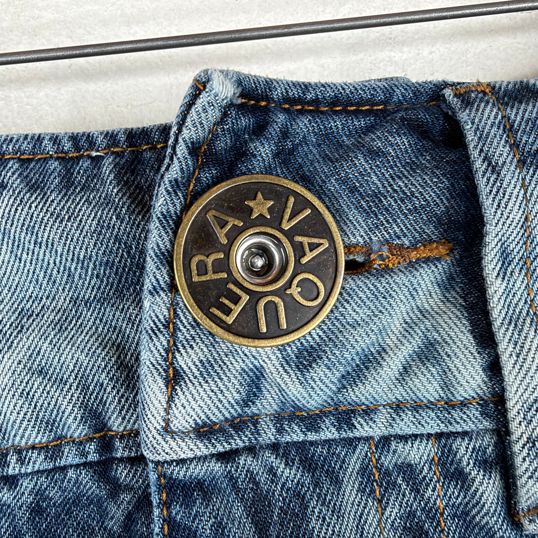 Vaquera Monogram Denim Long Shorts