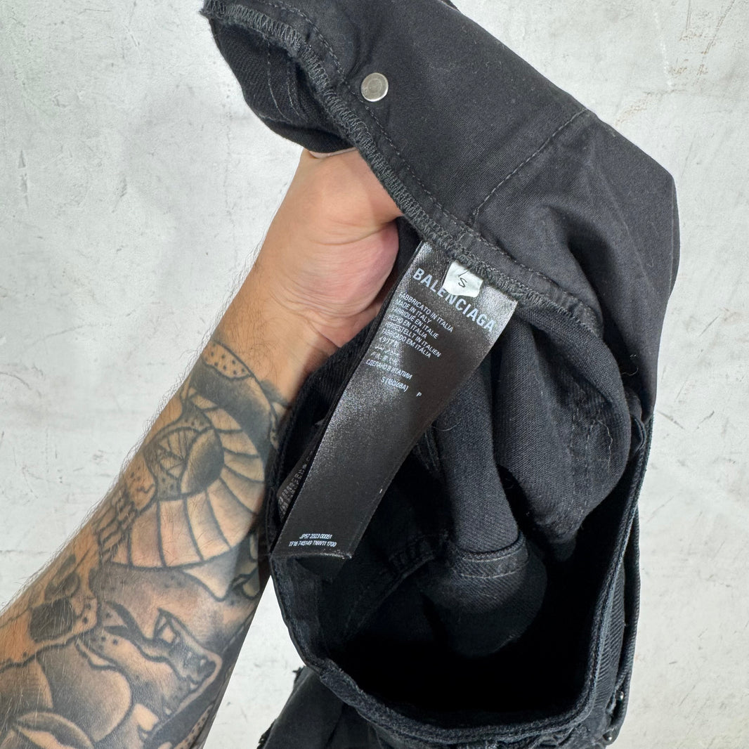 Balenciaga Black Distressed Straight Jeans