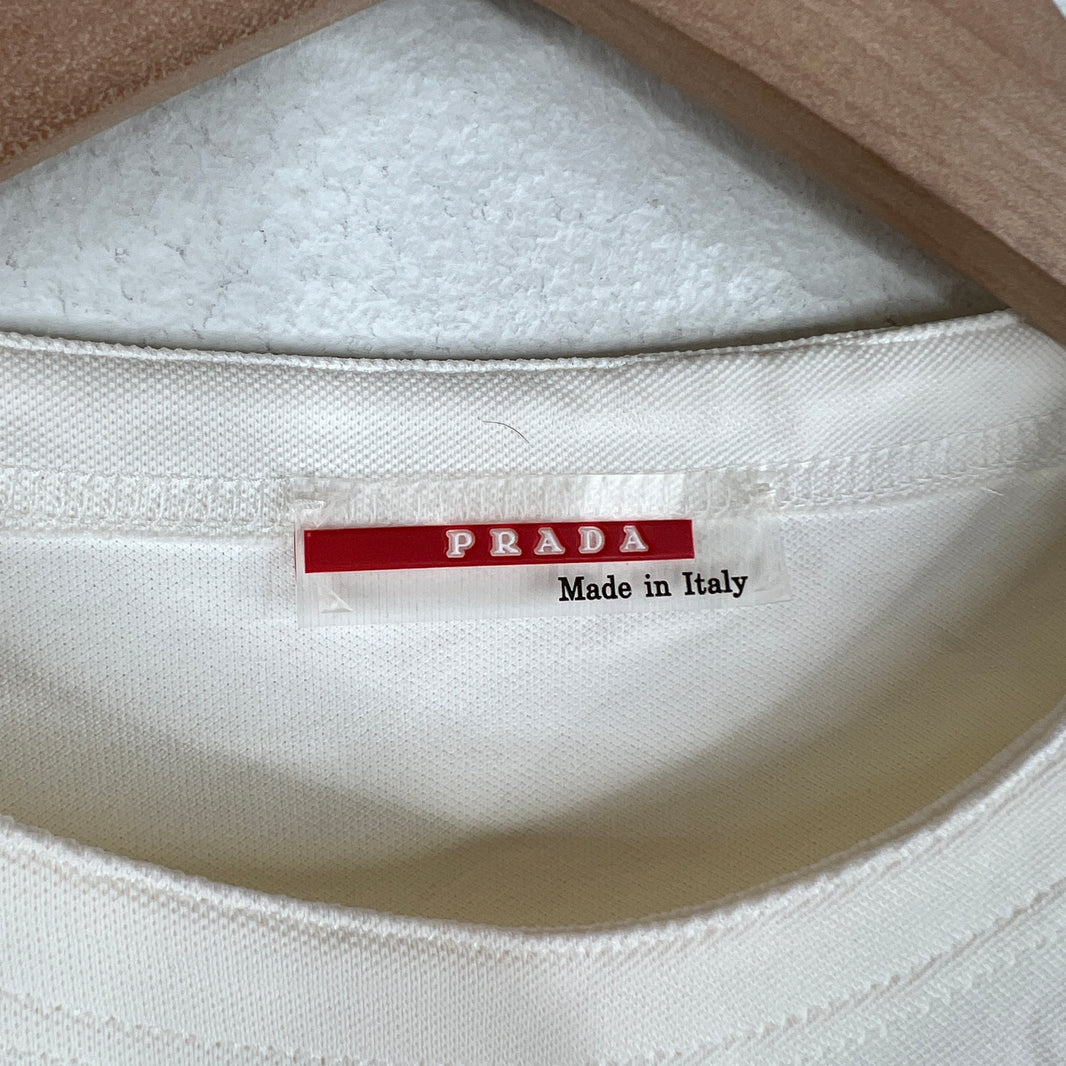 Prada White Zipper Detail T-Shirt