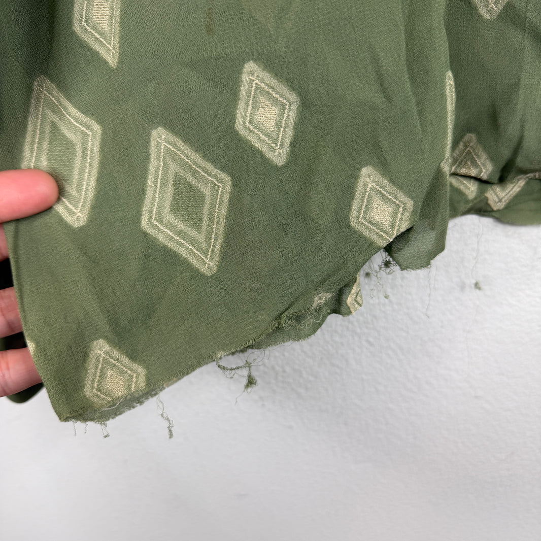 Needles Green Diamond Pattern Rayon LS Button Up Shirt