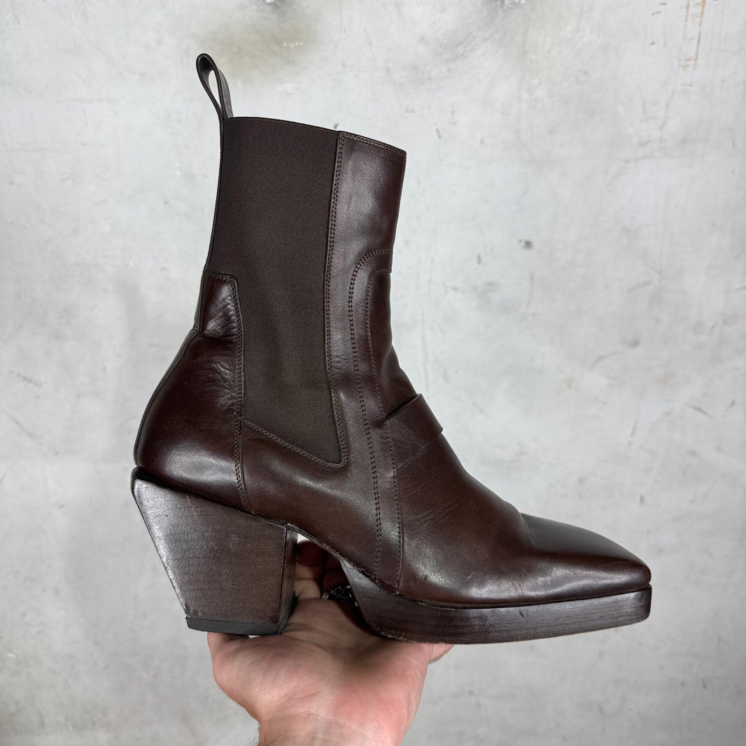 Rick Owens Square Toe Heeled Chelsea Boot