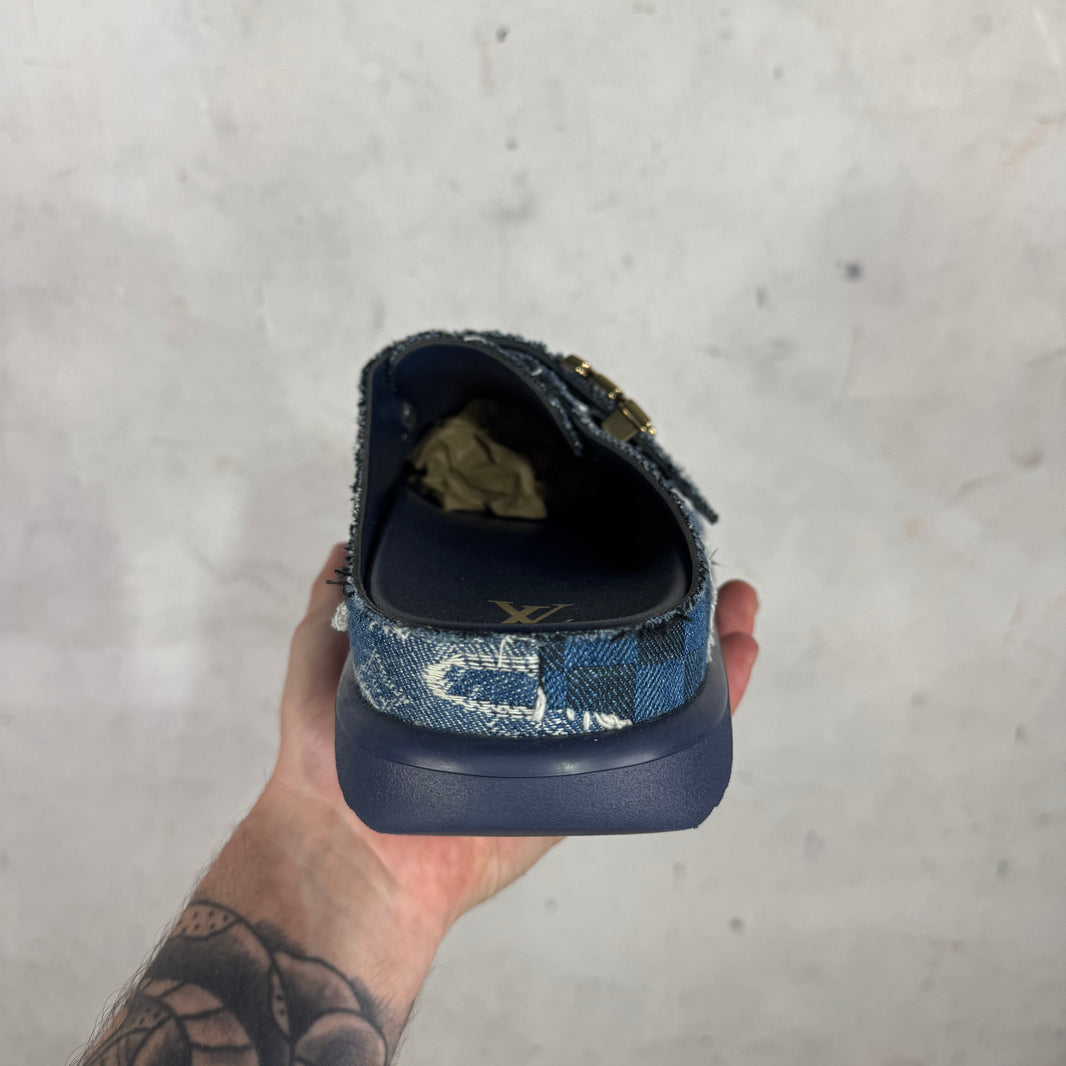 Louis Vuitton Denim Patchworked Monogram Easy Mules