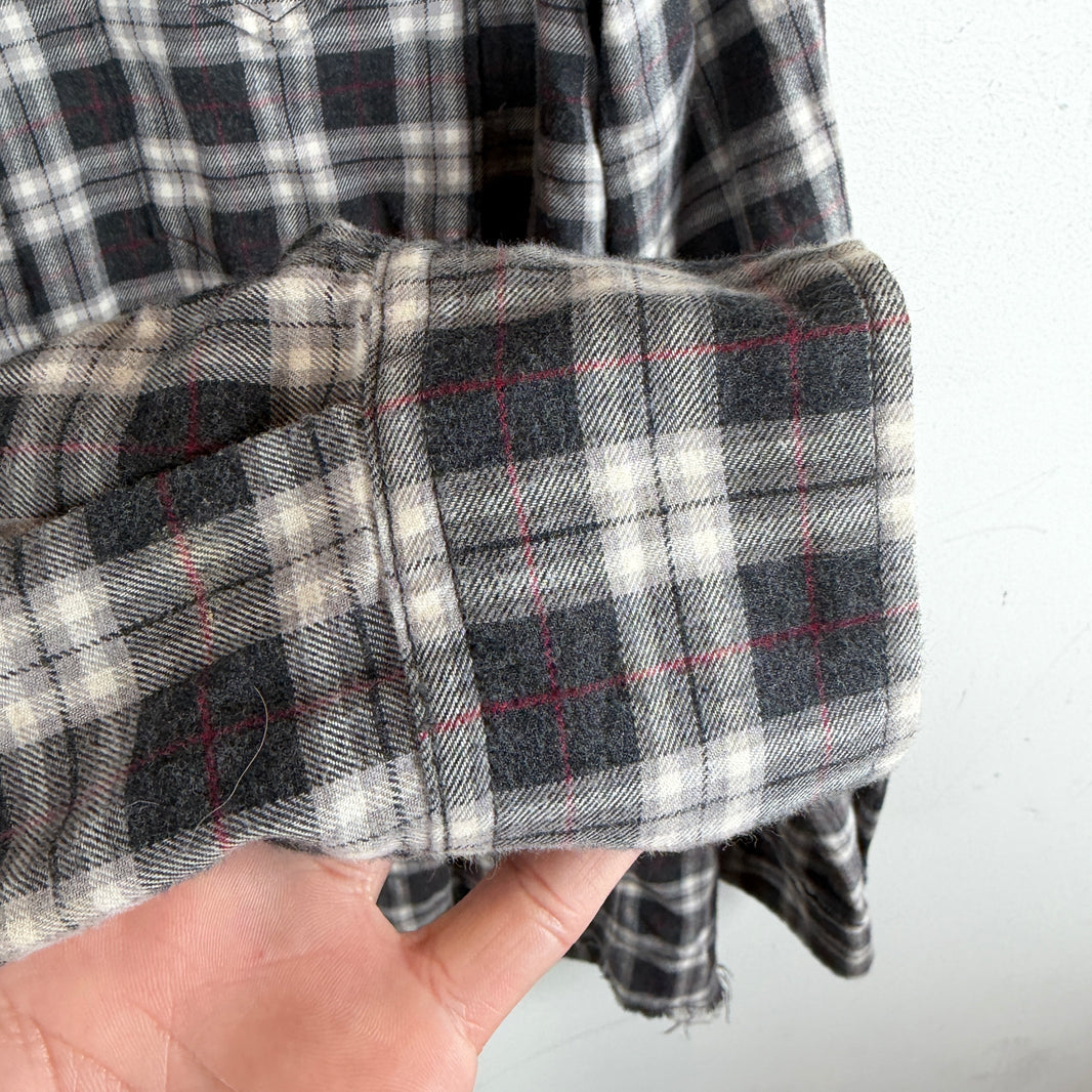 Saint Laurent Frayed Snap Button Flannel