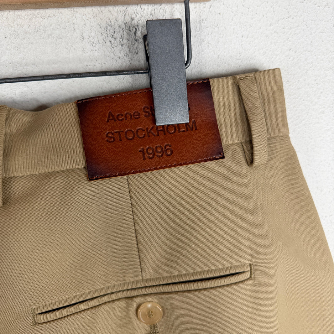 Acne Studios Baggy Wide Leg Khaki Trousers