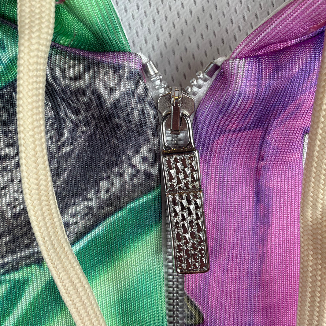PDFCHANNEL Green/Pink Patchwork Hoodie