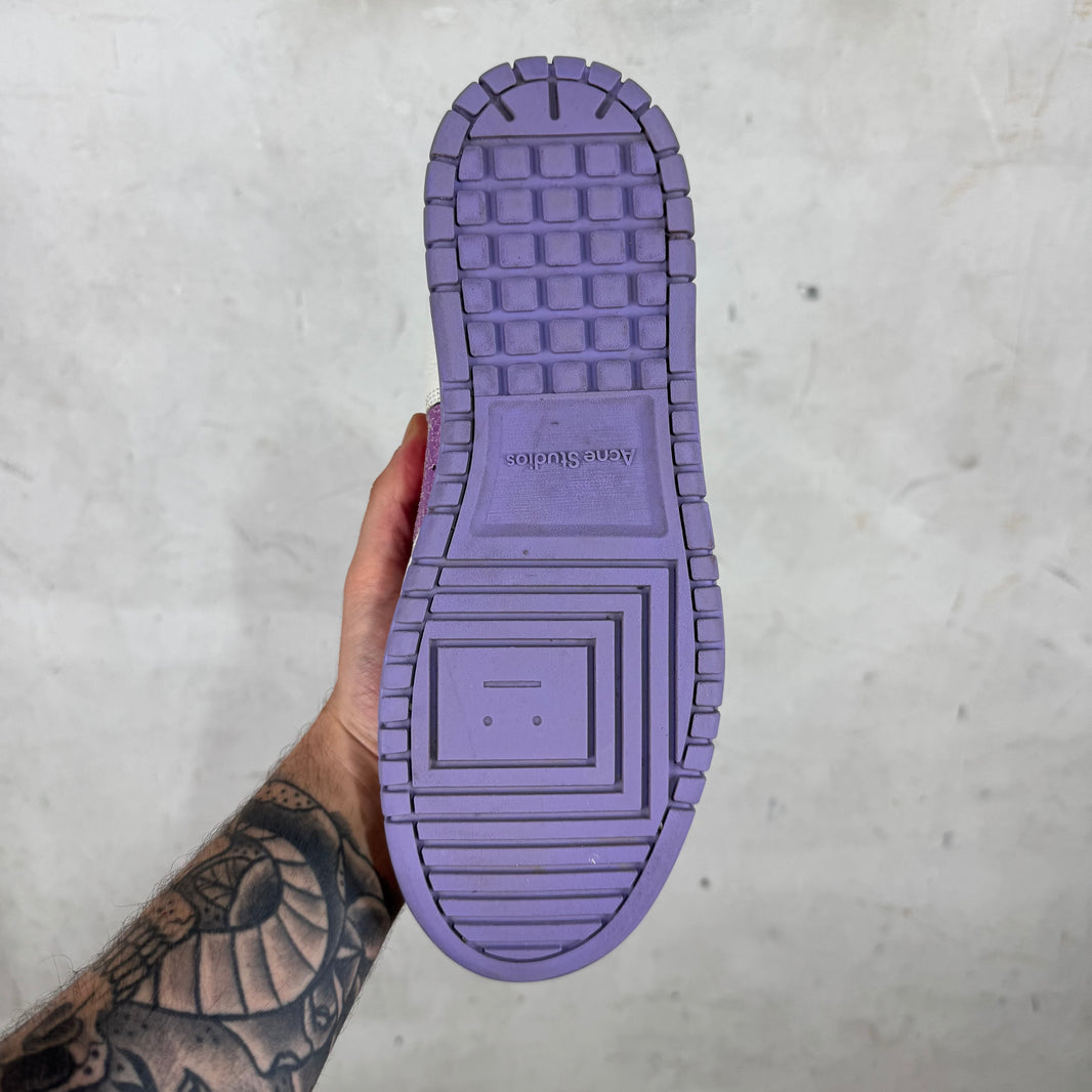 Acne Studios White/ Purple Leather Basketball Sneakers