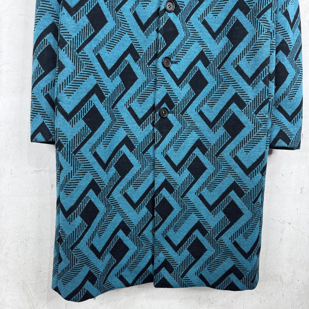 Prada Teal Patterened Trench Coat
