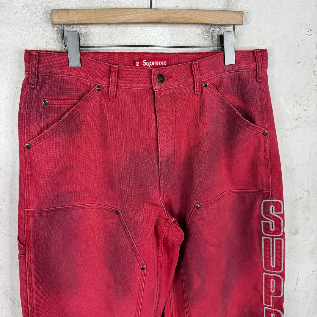 Supreme Red Faded Logo Carpenters