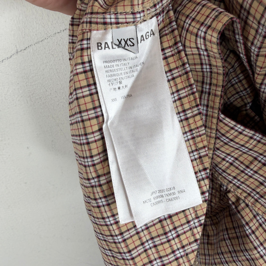 Balenciaga Brown Plaid Oversized Button Up Shirt