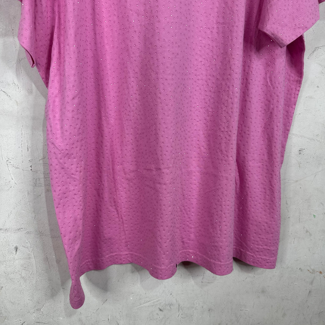 Balenciaga Pink Rhinestoned T-Shirt