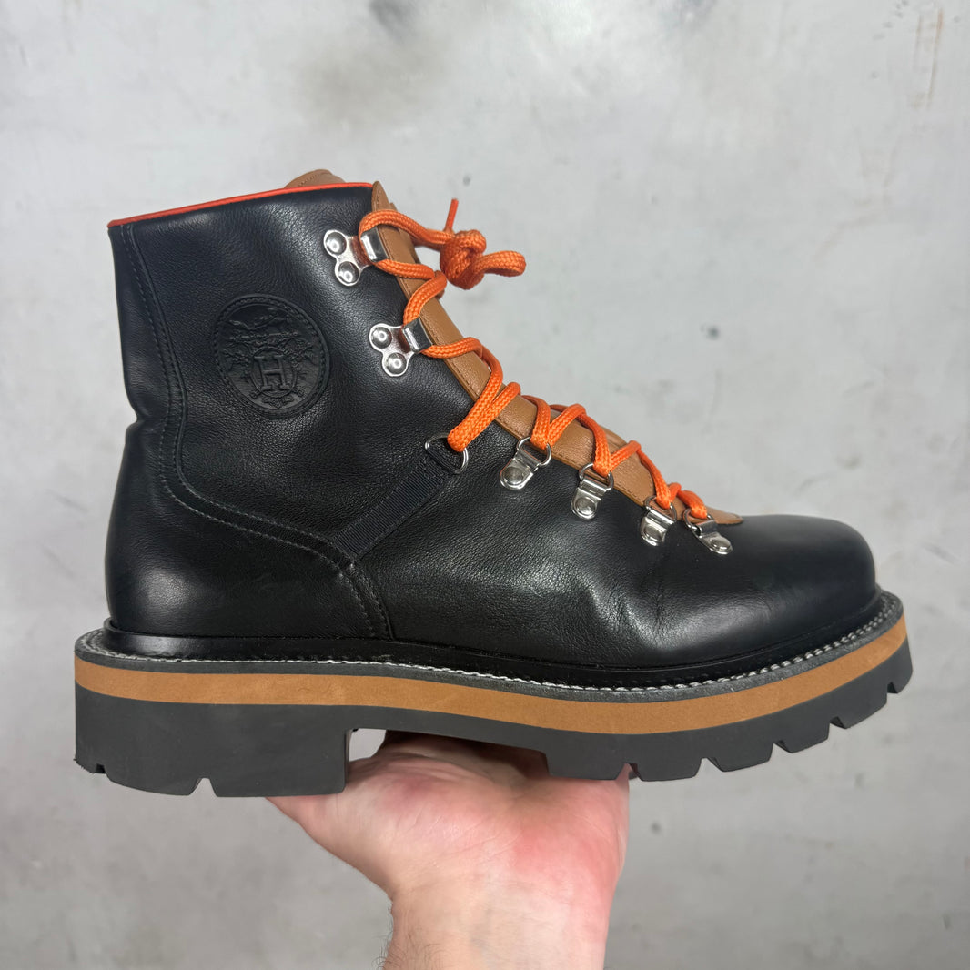 Hermes Leather Orange Trimmed Hiking Boots