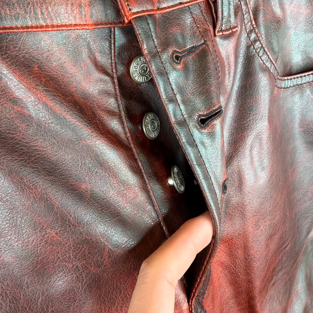 Diesel Faux Leather Oxblood Trousers
