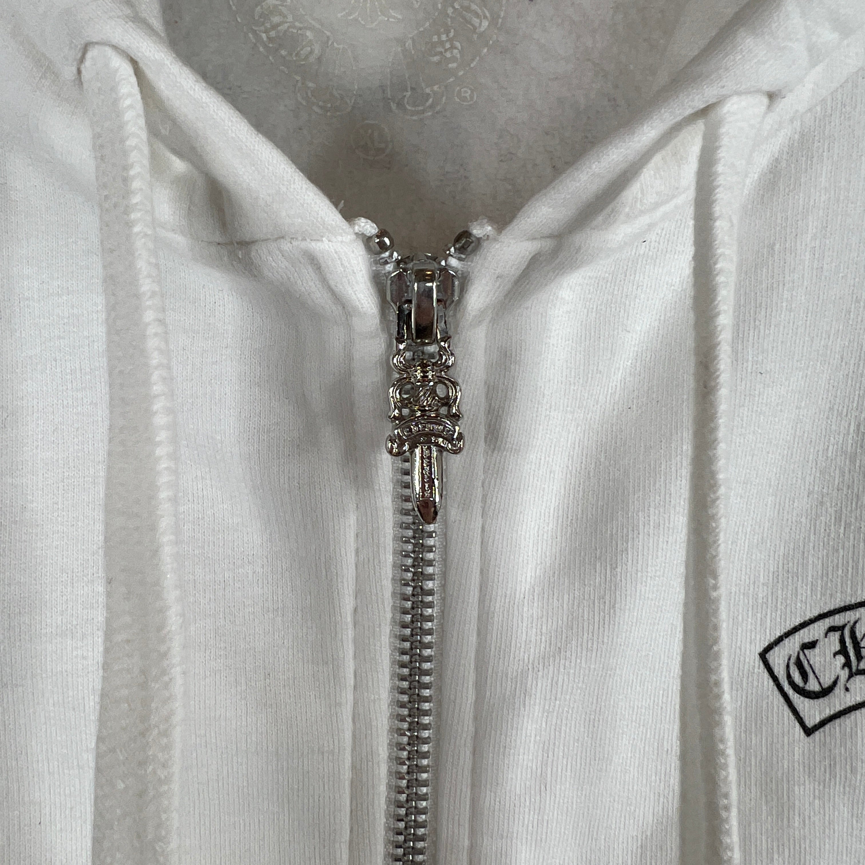 Chrome Hearts White T-Bar Zip-Up Hoodie – www.Lukes.store
