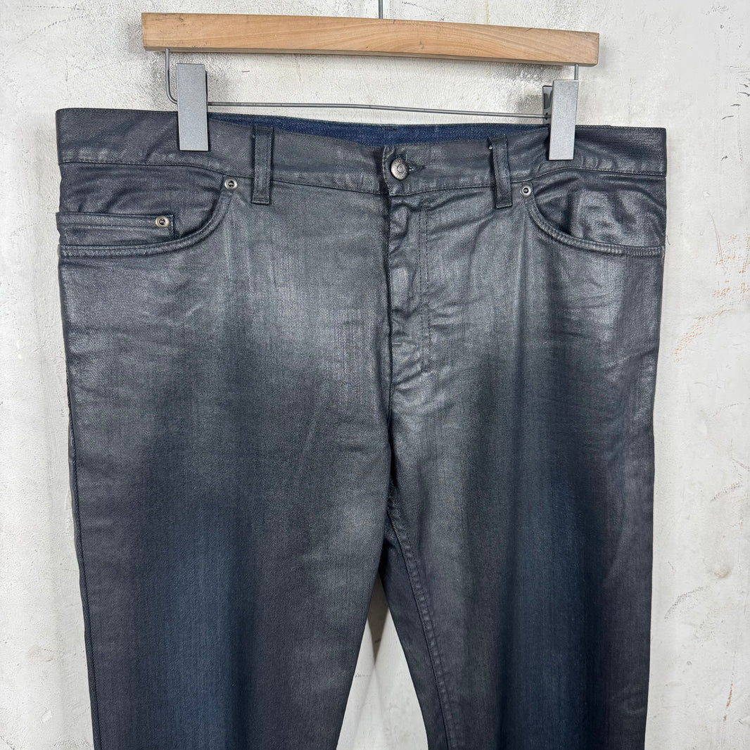 YSL Black Waxed Blue Jeans