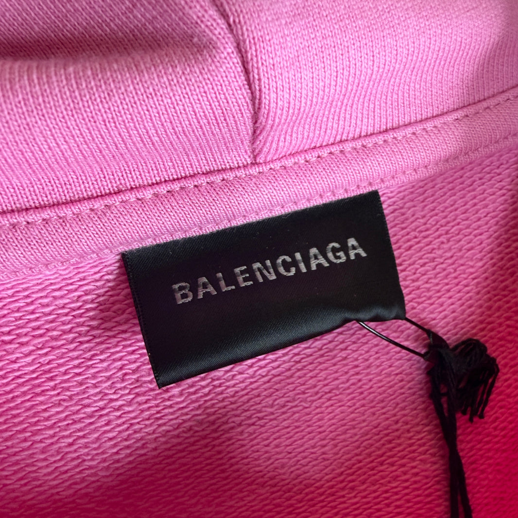 Balenciaga Pink Drawn 3B Logo Hoodie