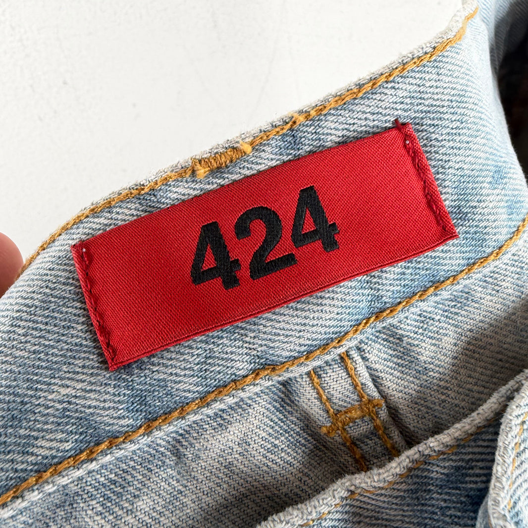 424 Distressed Straight Leg Jeans