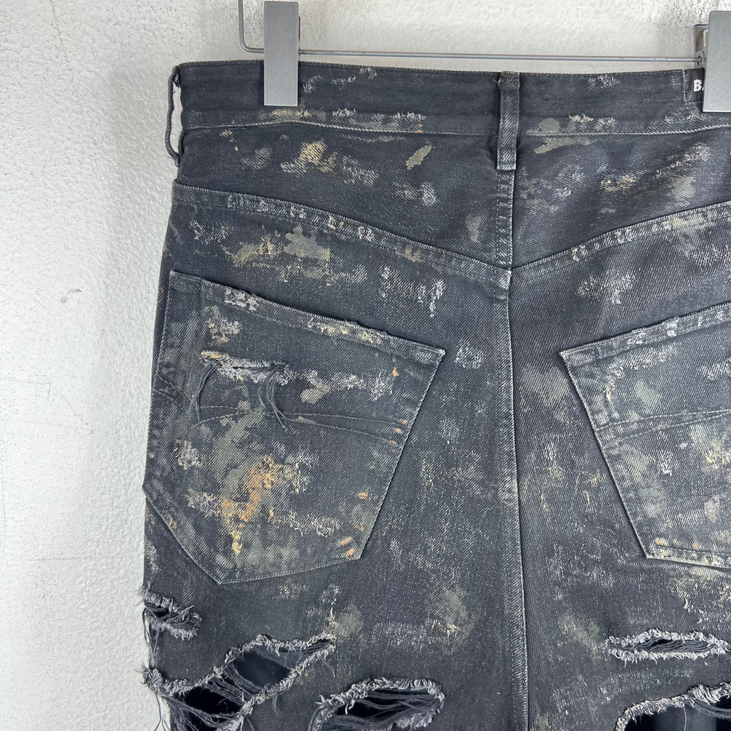 Balenciaga Mud Destroyed Black Jeans