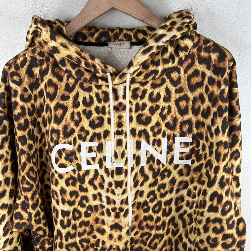 Celine Leopard Spell Out Logo Hoodie