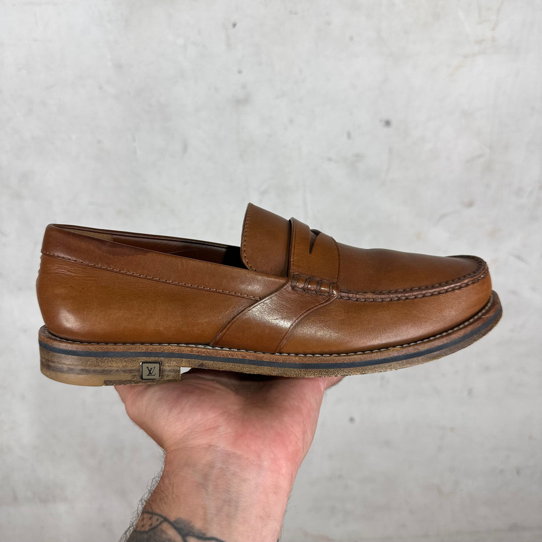 Louis Vuitton Brown Leather Penny Loafers