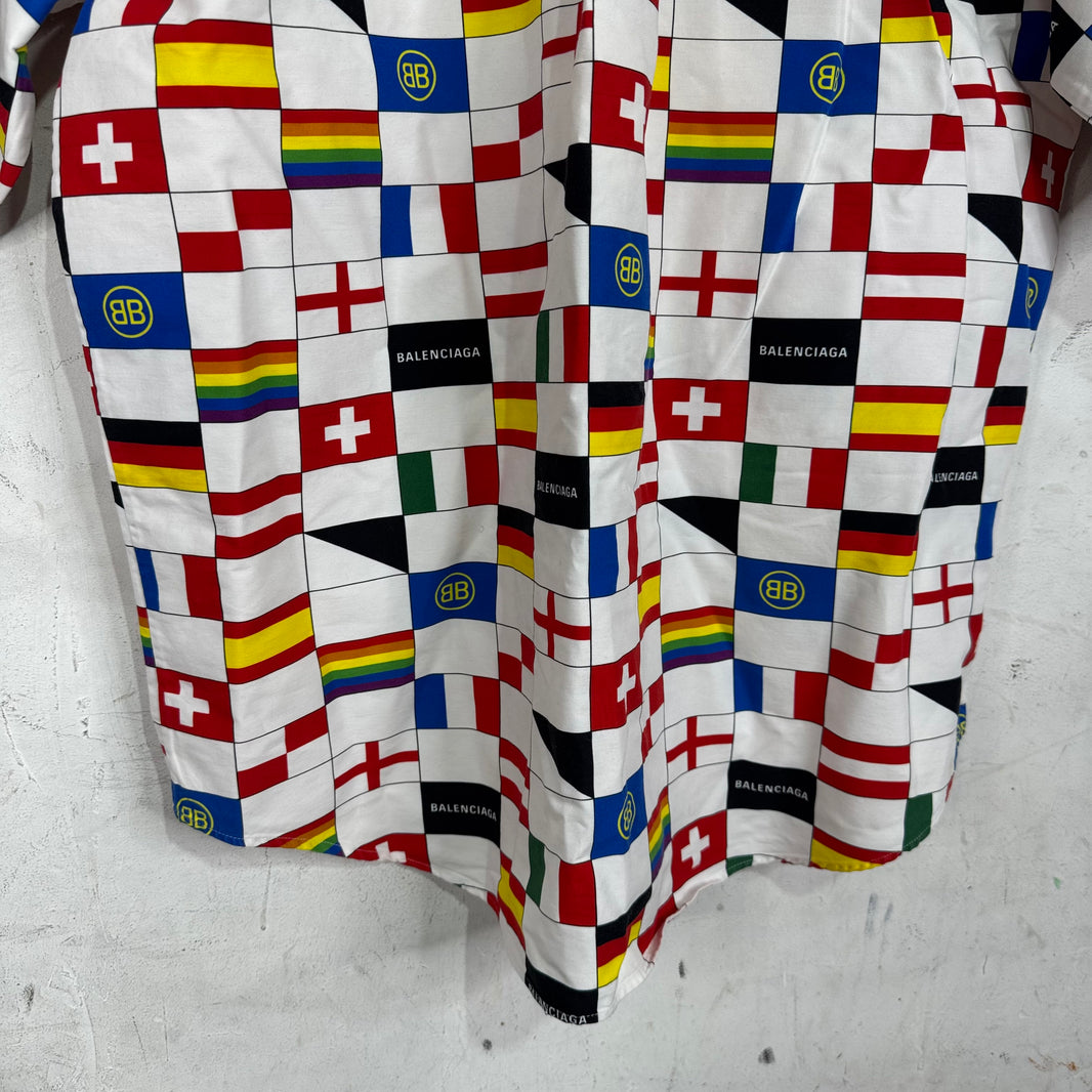 Balenciaga Flag Buttoned S/S Shirt