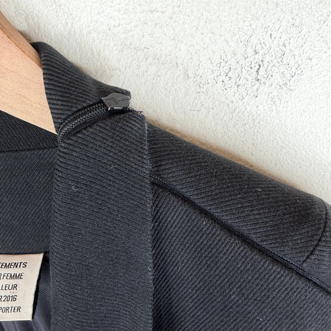 Vetements Wool Shoulder Zipper Double Breasted Trench Coat