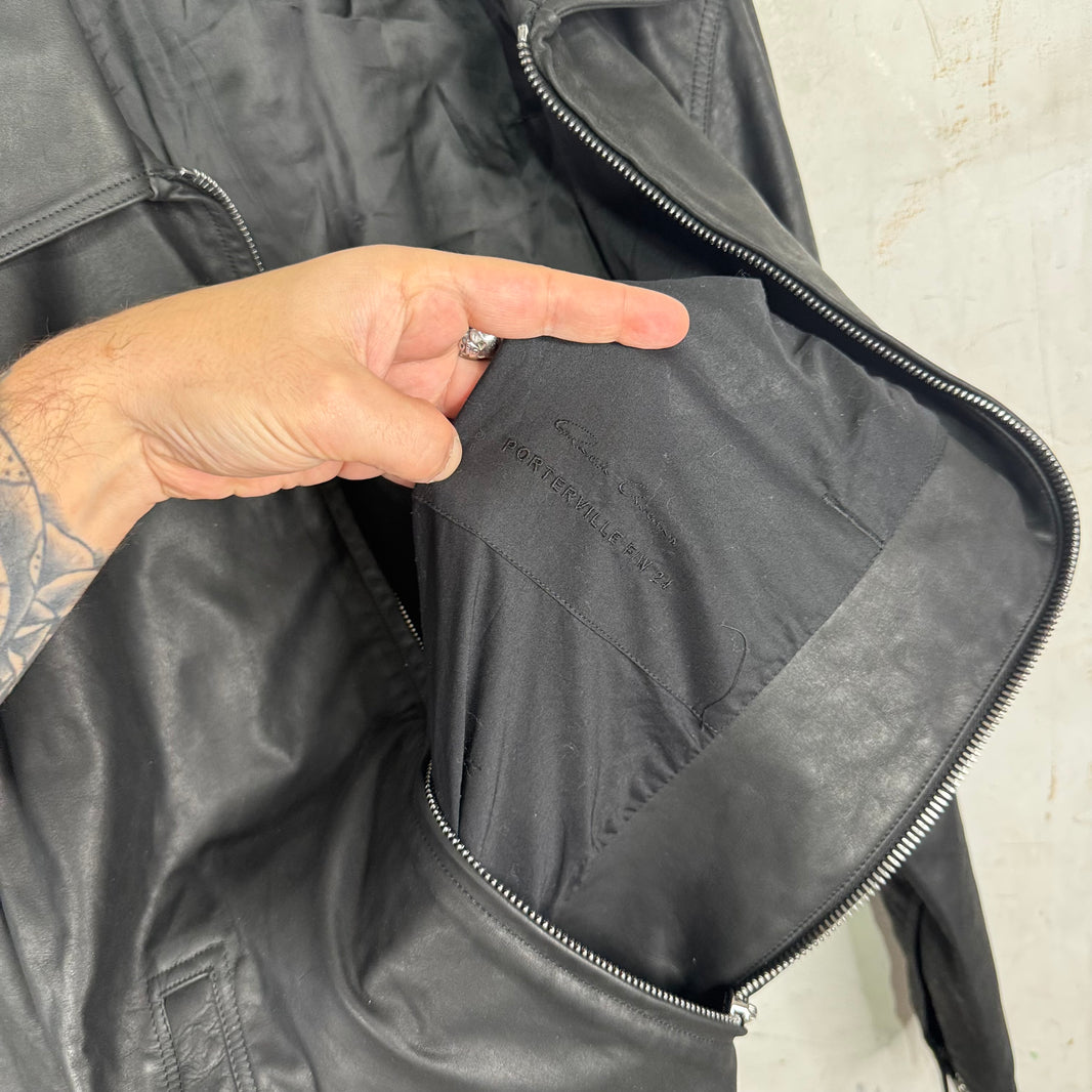 Rick Owens Leather Porterville Strapped Leather Zip Jacket