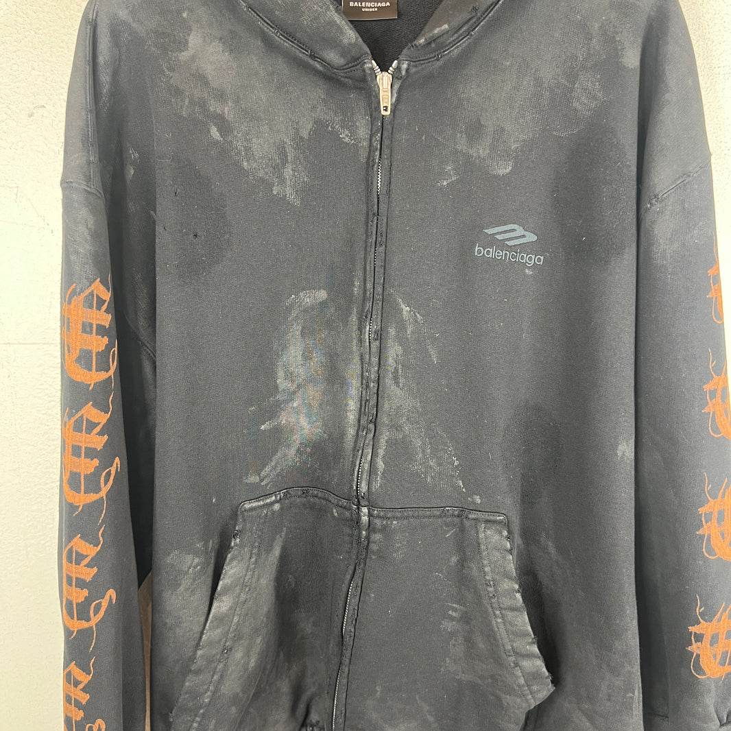 Balenciaga 3B Heavy Metal Logo Zip Hoodie