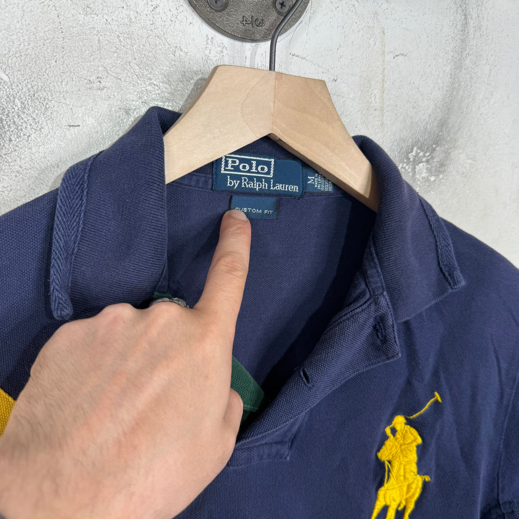 Ralph Lauren Tri Colored Paneled Yellow Big Pony Polo