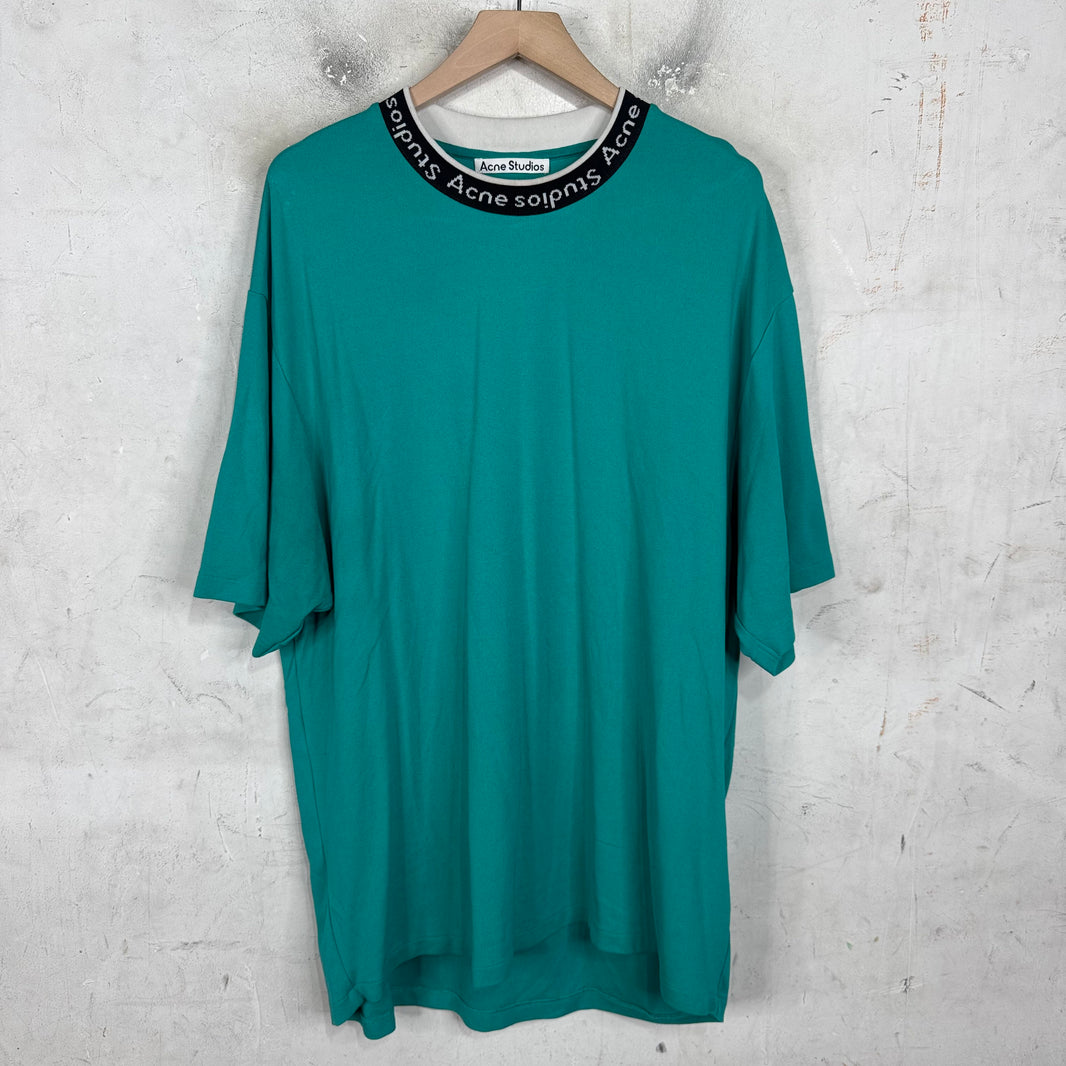 Acne Studios Teal Neck Logo T-Shirt